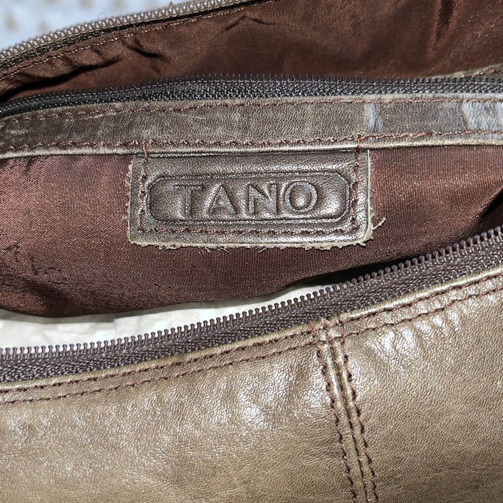 TANO brown/gray leather bucket bag - Picture 3 of 5
